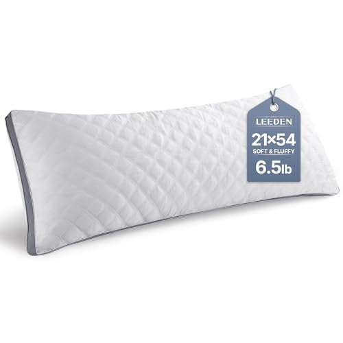 Leeden Body Pillow Insert 20 x 54 for Side Sleepers White Support | Soft polyester padding delivers full-body support for side sleepers, maternity rest, reading and daily relaxation. - color: Grey-side