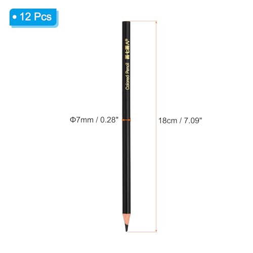 PATIKIL Black Colored Pencils Set,12 Pcs Oil Color Pencils Wooden Coloring Drawing Pencil for Artists Art Painting - color: Black