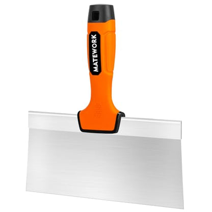 Matework 8 Inch Spackle Knife Tools, Putty Knife Scraper, Ergonomic Grip Tapping Knife with Hammer End for Drywall Work - color: 8 Inch
