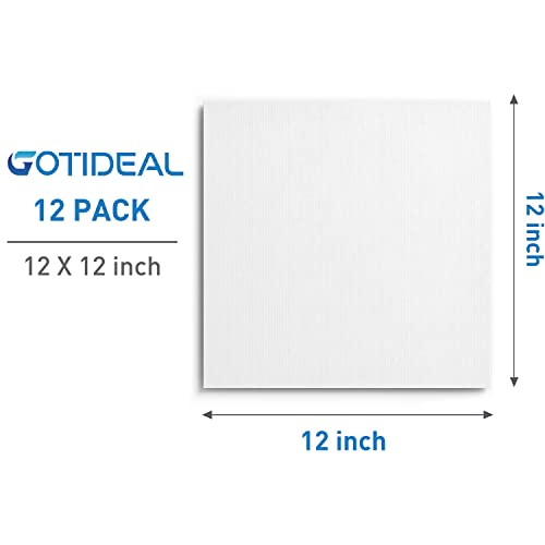 Canvases for Painting, 12x12 inch of 12 Pack, 100% Cotton | Professional Primed White Blank Flat Canvas Panels, Artist Canvas Boards for Acrylics Painting, Oil Watercolor Tempera - size: 12"x12"