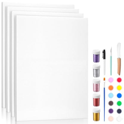 Affrolling 26 Pcs Foam Board Craft Set, DIY Modeling Materials Include White 16x12x0.79 Inch Foam Sheets and Cutting Tools Set 1 Inch Thick Polystyrene Rectangles Xps for Beginner