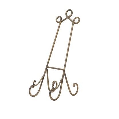 Deco 79 Metal Display Easel Scroll Tabletop Easel, Display Stand 7" x 10" x 19", Gold - color: Gold, size: CONVENIENTLY SIZED