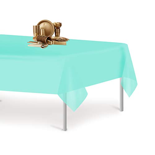 Aqua 1 Pack Premium Disposable Plastic Tablecloth 54 Inch. x 108 Inch. Rectangle Table Cover - color: Aqua, size: 1 Pack Rectangle
