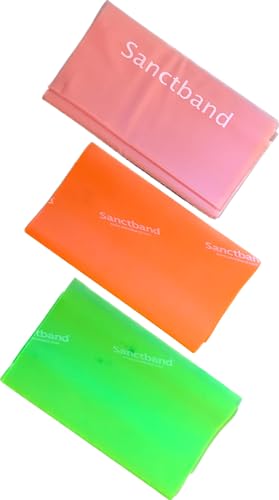(Made in Malaysia) 3 Level 5 Ft Sanctband Exercise Resistance Bands for Stretching, Fitness or Physical Therapy Pilates Rehab