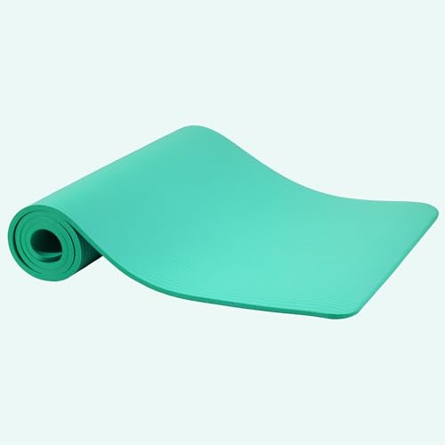 Fitvids Yoga Mat, 1/2-Inch Extra Thick High Density Exercise Mat, Anti-Tear Exercise Yoga Mat with Carrying Strap, Suitable for Various Yoga Exercises - color: Aqua