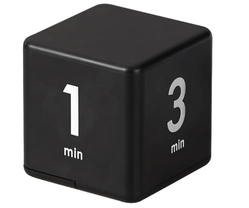 Feilifan Cube Timer, Focus Study Timer, 1-3-5-10 Minutes Time Management - color: 1-3-5-10min,black