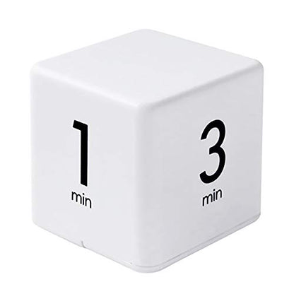 Feilifan Cube Timer, Productivity Cube Rotating Timer, 1-3-5-10 Minute - color: 1-3-5-10min,white