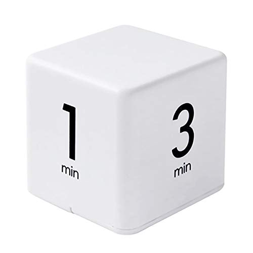 Feilifan Cube Timer, Productivity Cube Rotating Timer, 1-3-5-10 Minute - color: 1-3-5-10min,white