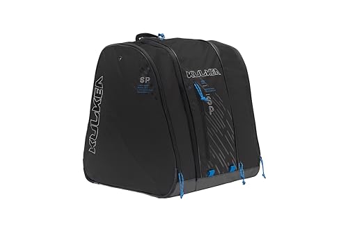 KULKEA Speed Pack Ski Boot Backpack - Ski Boot Bag With Open Pack Design - Durable, Spacious, Water Resistant Gear & Boot Storage - color: Eco Black/Blue