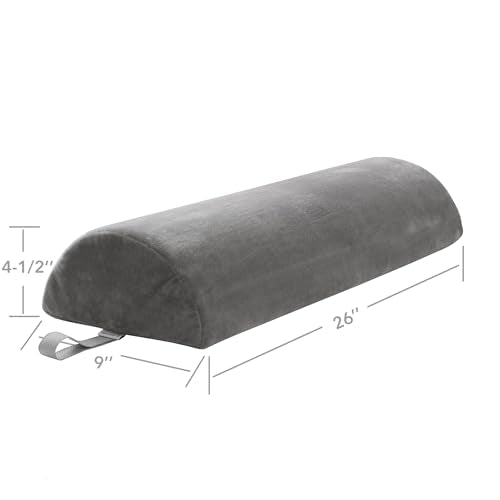 Saloniture Jumbo Half Round Massage Table Bolster Under-Knee Pillow Pad - 26 x 9 x 4.5 Inch - Gray Velour - color: Gray