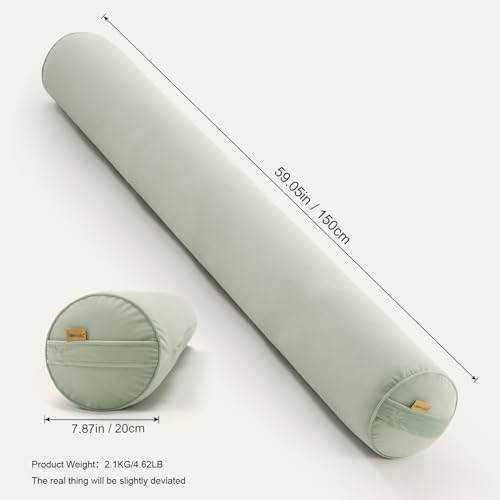 Body Pillow for Adults,Long Round Pillow,Big Cylindrical Pillow,Large Full Bolster Pillows for Side Sleepers (Celadon Green, 59"*7.87") - color: Celadon Green, size: 59"*7.87"