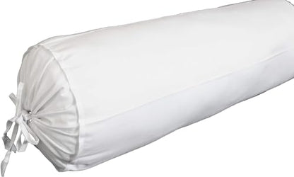 Saffron HANDICRAFTS Cotton 240TC - Bolster Cover Full Round Removable Cover for Neck Roll, Leg Rest,Yoga Practice, Meditation, Bed Sofa Couch (White, 6"x16" (15 cm x 40 cm)) - color: White, size: 6" x 16"