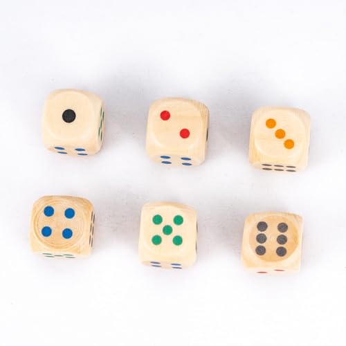10PCS 16mm D6 Dice Set Wooden 6 Sided Dice Set for D&D Board Games - color: D6-color P