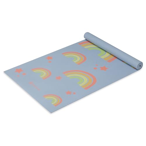 Gaiam Kids Printed Yoga Mat, Non-Toxic, Fun Design, 3mm - color: Rainbow Stars