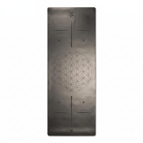 Flower of Life Yoga Mat with Carry Bag, Black on Black