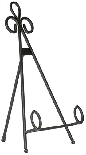 Red Co. Leaf Metal Easel, Decorative Plate Holder, Book Display Stand, Black, Large, 14-inch