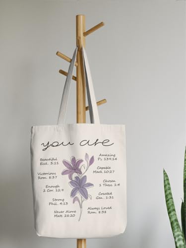 Aesthetic Canvas Tote Bag for Women with Inner Pocket - color: Christian-zh