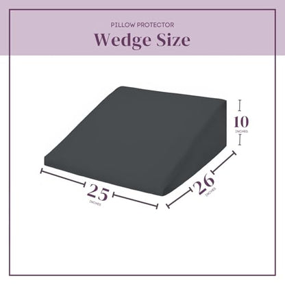 CirclesHome Wedge Pillow Cover 100% Cotton, Zippered Wedge Pillow Case Protector, Soft, Hypoallergenic & Breathable -Dark Grey, (25Wx26Lx10) - color: 4 - Dark Grey, size: Wedge (25 x 26 x 10 inches) - Set of 1