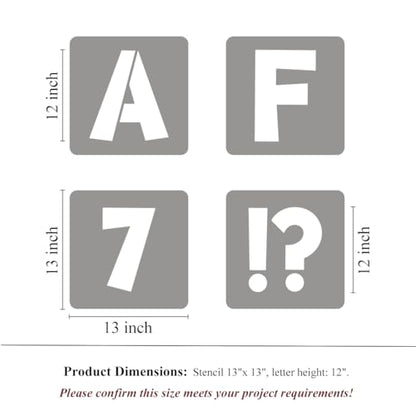 12 Inch Letter Stencils for Painting - 42 Pack Alphabet Letter and Number Stencil Templates with Signs for Painting, Reusable Letters Numbers Stencils for Chalkboard Wood Crafts & Wall Decor - size: 12 Inch