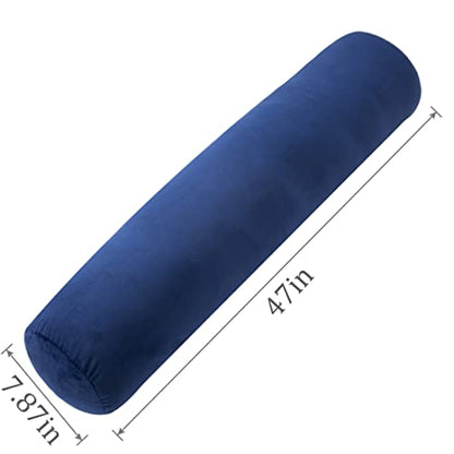 1 MIDDLE ONE Body Pillow for Adults, Bolster Pillow with Removable Velvet Cover, Long Round Cervical Roll Pillow, 47" x 7.87", Blue - color: Blue, size: 47 inch