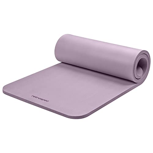 Retrospec Solana Yoga Mat 1" Thick w/Nylon Strap for Men & Women - Non Slip Exercise Mat for Home Yoga, Pilates, Stretching, Floor & Fitness Workouts - color: Violet Haze