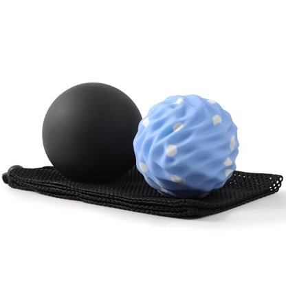 Massage Balls, 2 Pack Firm Silicone Massage Ball Set (Smooth & Textured, 3.54" & 3.22"), Muscle Relaxation, Trigger Point & Myofascial Release for Back, Neck, Shoulder & Foot - style: Smooth & Wave-Texture Set