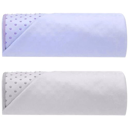 Peryiter 2pack 72 x 24'' Hot Yoga Towel Pack with Grip Dot, Sticky Fiber Mat Towel Non Slip for Hot Yoga, Absorbent Microfiber Sweat Anti-Slip Cover for Pilates Exercise Fitness Workout (Purple,Blue)