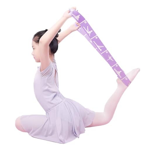 2-Pack Adjustable Kids Dance Stretch Bands - 8-Loop Elastic Bands for Ballet, Latin, Yoga, Gymnastics & Stretching - Flexible, Multi-Section Design for Dance Training & Flexibility - color: Purple+Blue