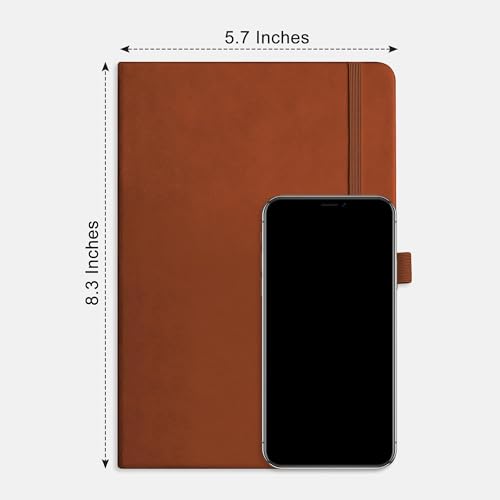 RETTACY Graph Grid Paper Notebook, 192 Pages, A5 Size (5.7'' x 8.3'') | 5 Squares per Inch, Leather Hardcover, 100 GSM Thick Paper, for School, Students, Math, Engineering (Brown) - color: Brown, style: Grid