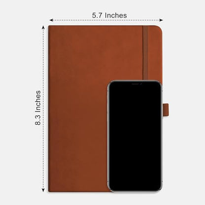RETTACY Graph Grid Paper Notebook, 192 Pages, A5 Size (5.7'' x 8.3'') | 5 Squares per Inch, Leather Hardcover, 100 GSM Thick Paper, for School, Students, Math, Engineering (Brown) - color: Brown, style: Grid