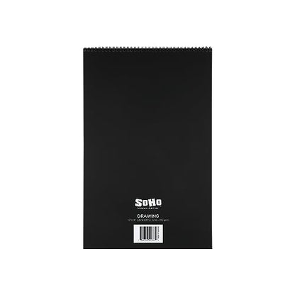SoHo Urban Artist Softcover Drawing Pad - 12"x18" - 92 lbs/150gsm, Mixed Media, 24 Dual-Sided Sheets, Acid-Free, Wire-Bound, Micro-Perforated, Repeated Erasing & Reworking - size: 12"x18"