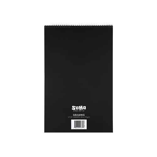 SoHo Urban Artist Softcover Drawing Pad - 12"x18", 12 Pack w/288 Sheets Total - 92 lbs/150gsm, Mixed Media, Dual-Sided, Acid-Free, Wire-Bound, Micro-Perforated, Repeated Erasing & Reworking - size: 12"x18"