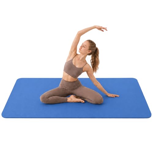 Yoga Mat 72''x24''/35''(8mm/10mm) for Beginners, Thick and Wide Yoga Mat with Carrying Strap for Pilates, Stretching and Home Workout - color: Dark Blue, size: 72*35*0.4inch
