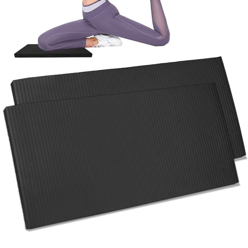 Yoga Knee Pad Cushion Yoga Mat Thick Kneeling Pads Support for Knees, Wrists Elbows, Non-Slip - Earth-Friendly Knee Pads for Yoga, Pilates, Floor Workouts - Knee Cushion, Black Yoga Mat, 24x12.2 Inch