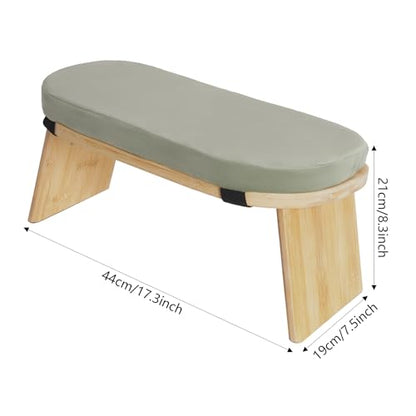 Meditation Prayer Bench, Portable Foldable & 5° Ergonomic Tilt Kneeling Meditation Yoga Stool with Cushion & Carry Bag for Home/Studio/Gym, Bamboo & Velvet Kneeling Stools (Green) - color: Green