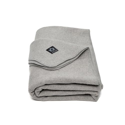 Arcturus Military Wool Blanket - Warm, Thick, Washable - Great for Outdoors, Camping, Stadium Blanket, Picnics, Travel - Car & Bushcraft Survival Kits - color: Stone Gray, size: Twin