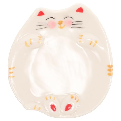 Baluue Ceramic Watercolor Palette Tray Cat Paint Mixing Tray for Watercolor Gouache Nail Art Smooth Bottom Artist Palette for Easy Color Blending 3.34 X 2.95 X 0.51 in