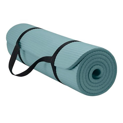 Gaiam Thick Yoga Mat, Exercise & Fitness Mat with Easy-Cinch Carrying Strap - color: Balsam, size: 2/5" (10MM)