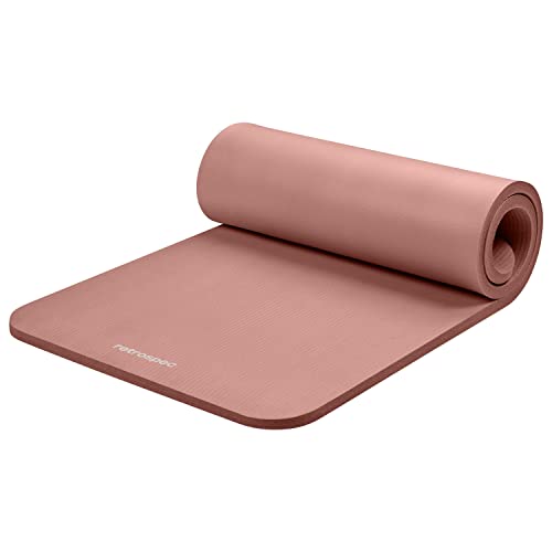 Retrospec Solana Yoga Mat 1" Thick w/Nylon Strap for Men & Women - Non Slip Exercise Mat for Home Yoga, Pilates, Stretching, Floor & Fitness Workouts - color: Rose