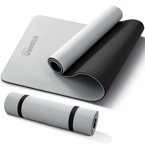 Umineux Non Slip Yoga Mat 72"x24" Exercise & Fitness Mat For Women and Men - color: Gray & Black, size: 10MM