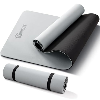 Umineux Non Slip Yoga Mat 72"x24" Exercise & Fitness Mat For Women and Men - color: Gray & Black, size: 10MM