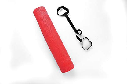 Mind Reader All Purpose Extra Thick Yoga Mat Fitness & Exercise Mats with Carrying Strap, High Density Anti-Tear, Red