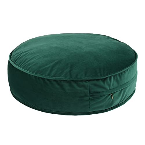 Round Floor Pillow Cover Velvet Throw Seating Pouf Yoga Meditation Cushion Plush Case Reading Room Decor Cover Only (25.6IN, Green) - color: Green, size: 25.6" x 25.6" (Pack of 1)