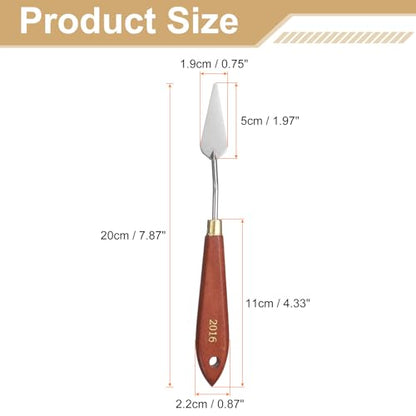 HARFINGTON 2pcs Palette Knife Painting Tool 1.97" x 0.79" Stainless Steel Teardrop Blade 7.87" Length Spatula Painting Pallet Knives with Hole Beech Wood Handle for Acrylic Canvas, Red/Silver - size: 7.87" x 0.79" x 1.97"