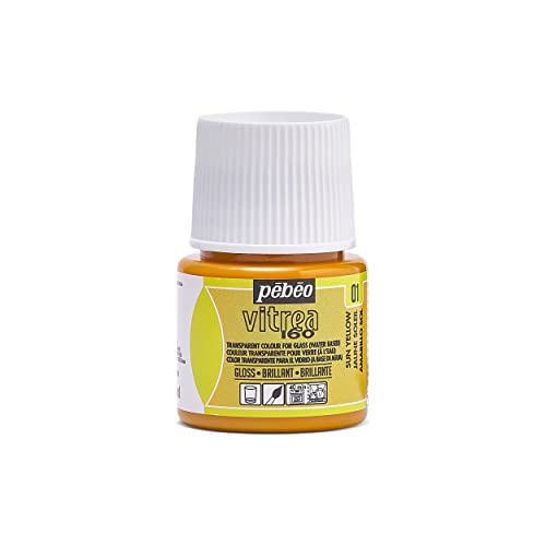 Pebeo Vitrea 160, Glossy Glass Paint, 45 ml Bottle - Sun Yellow - color: Sun Yellow