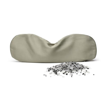 Weighted Eye Pillow with Labradorite & Obsidian Fill - Silk Satin Sleep Mask - Meditation & Yoga Eye Cover - Light-Blocking Eye Mask for Rest - Relaxation & Mindful Use - color: Sage