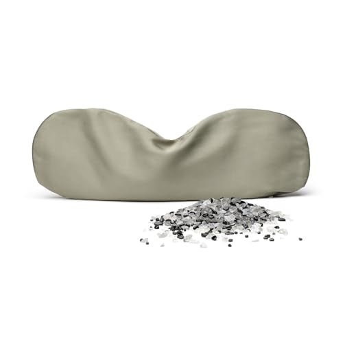 Weighted Eye Pillow with Labradorite & Obsidian Fill - Silk Satin Sleep Mask - Meditation & Yoga Eye Cover - Light-Blocking Eye Mask for Rest - Relaxation & Mindful Use - color: Sage