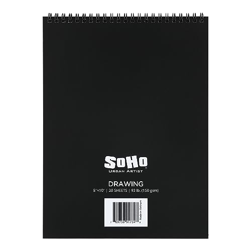 SoHo Urban Artist Softcover Drawing Pad - 8"x10", 12 Pack w/288 Sheets Total - 92 lbs/150gsm, Mixed Media, Dual-Sided, Acid-Free, Wire-Bound, Micro-Perforated, Repeated Erasing & Reworking - size: 8"x10"