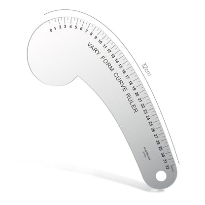 32CM French Curve for Pattern Making, Vary Form Curve Ruler | Aviation Aluminum Dual-sided Scales Hip Curve Ruler for Measuring Sewing, Fashion Design,Quilting - style: 6132A(32CM)