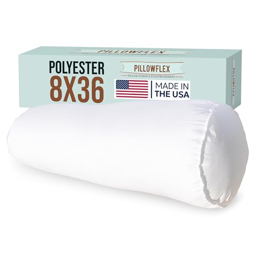 Pillowflex White Bolster Pillow Insert 8x36 in - Soft White Decorative Sham - size: 8 Inch by 36 Inch